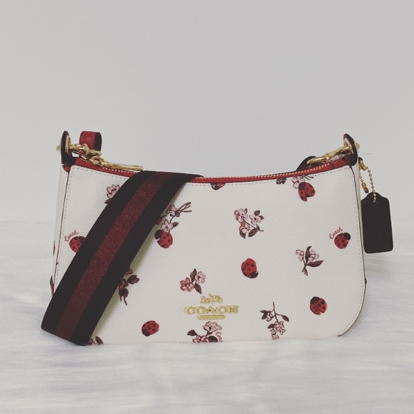 NWT💃Coach Jes Baguette Crossbody Bag With Ladybug Floral Print - Picture 5 of 12